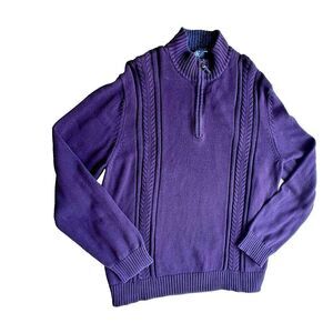 Calvin Klein Dark purple Long Sleeve Pullover Zip Mock Neck Sweater plus XXL